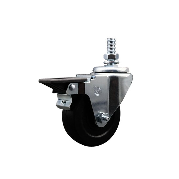 35 Inch Hard Rubber 10 MM Threaded Stem Caster with Brake